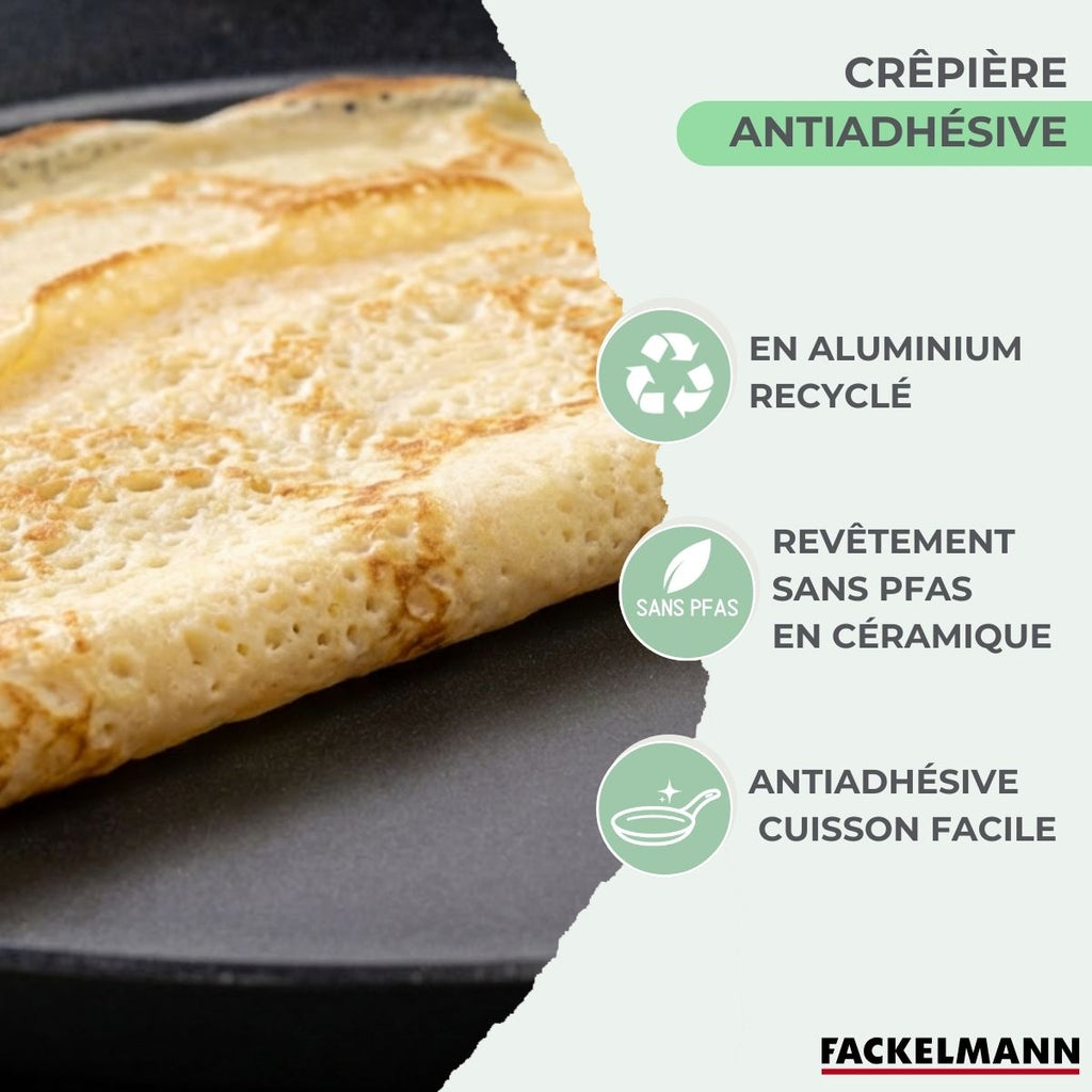 Set Chandeleur Crêpière Et 3 Ustensiles Fackelmann Brandao - Noir/Vert