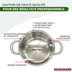 Casseruola Alta In Acciaio Inox 18/10 Triply Fackelmann Vita3 - Inox