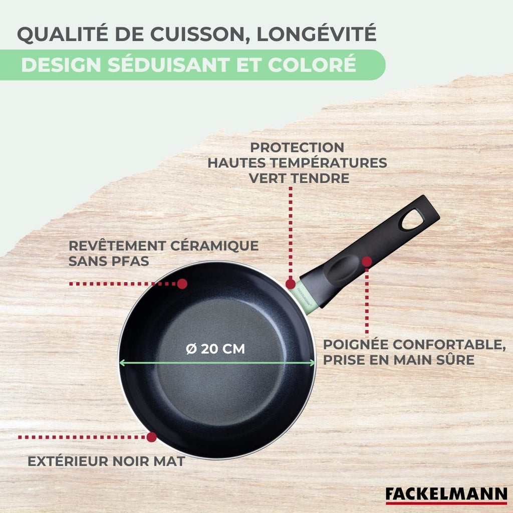 Wok Aluminium Revêtement Céramique Antiadhésif Sans Pfas Fackelmann Brandao - Noir/Vert