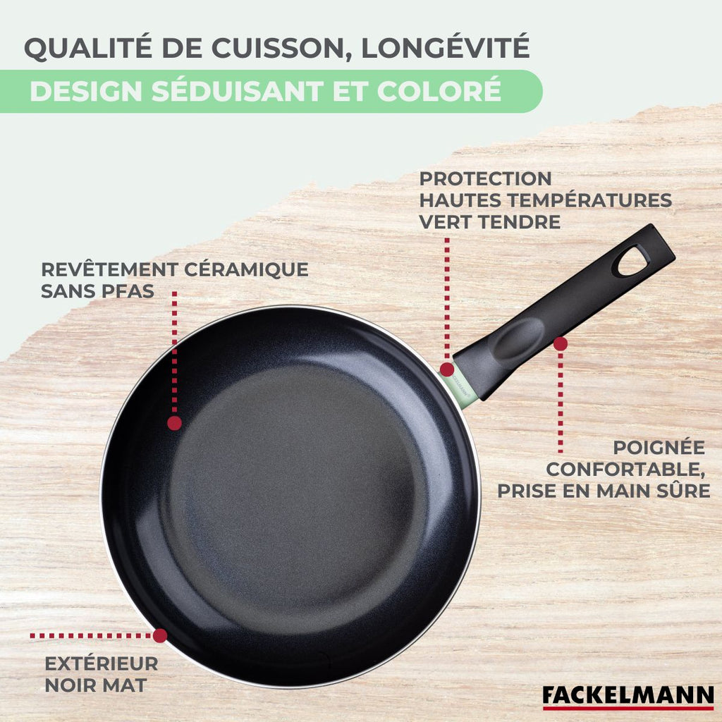 Set De 3 Poêles Antiadhésives Céramique Fackelmann Brandao - Noir/Vert
