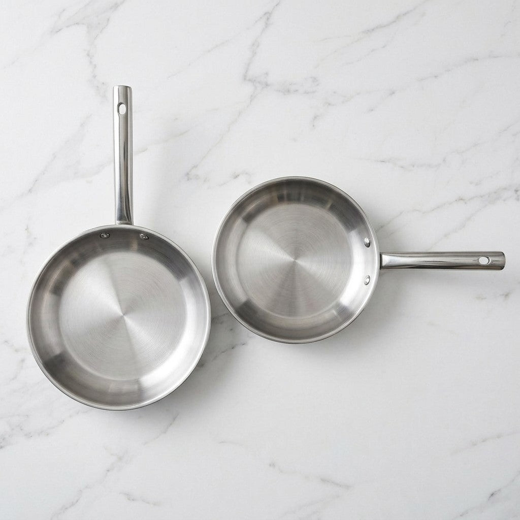 Lot De 2 Poêles À Frire Inox Et 2 Couvercles En Verre Fackelmann Rhona - Transparent/Gris
