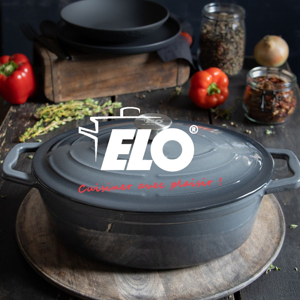 Cocotte Ovale En Fonte Émaillée Gris Classique Elo - Gris