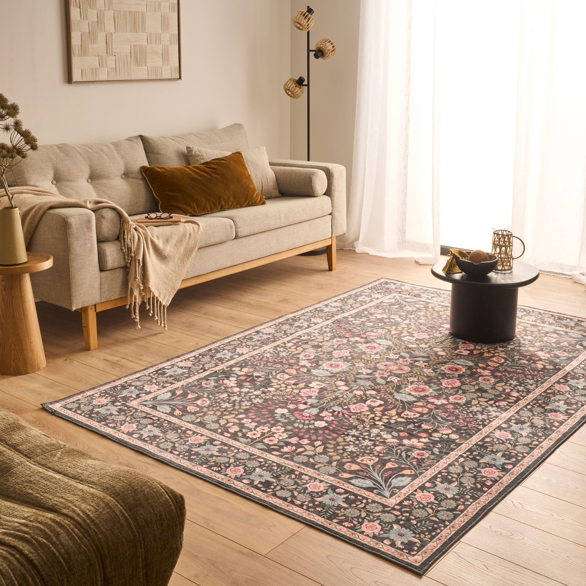 Ottoman - Tapis D'Intérieur - Polyester - Noir