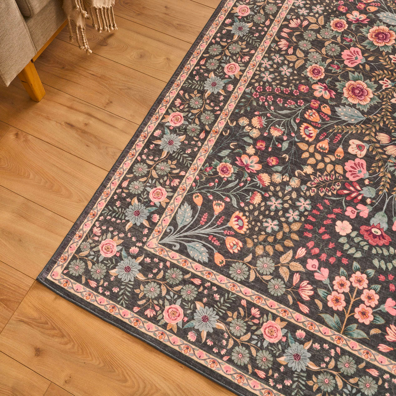 Ottoman - Tapis D'Intérieur - Polyester - Noir