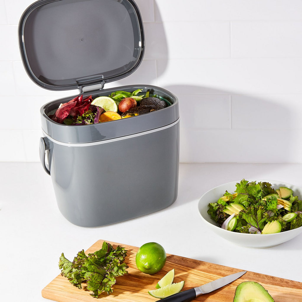 Gray Kitchen Compost Bin 6.6 L