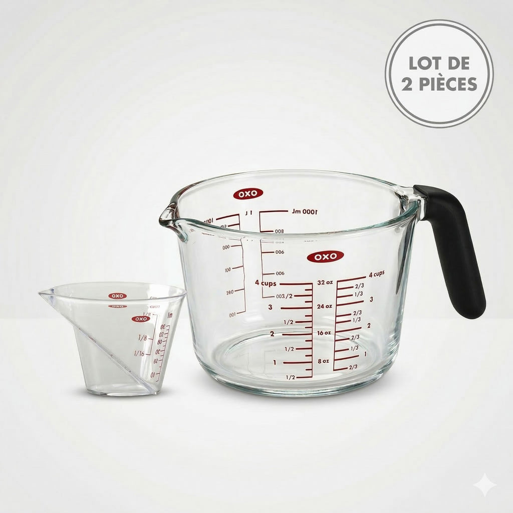 Lot: 2 Measuring Pitchers (1X 1L Glass + 1X 60Ml)
