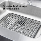 Lot : 1 Grand Tapis D'Évier En Silicone + 1 Organisateur D'Évier Inox