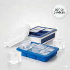 Lot : 2 Bacs À Glaçons Xl En Silicone Avec Couvercle