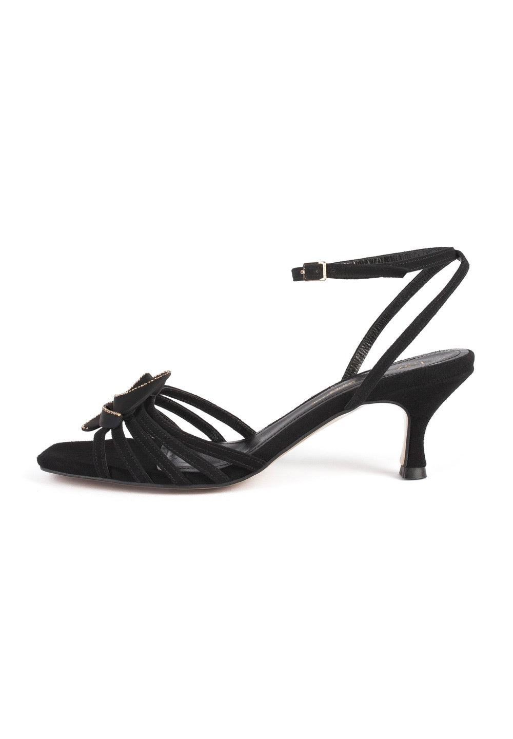 Sandalias De Tacón Dark Flower - Negro