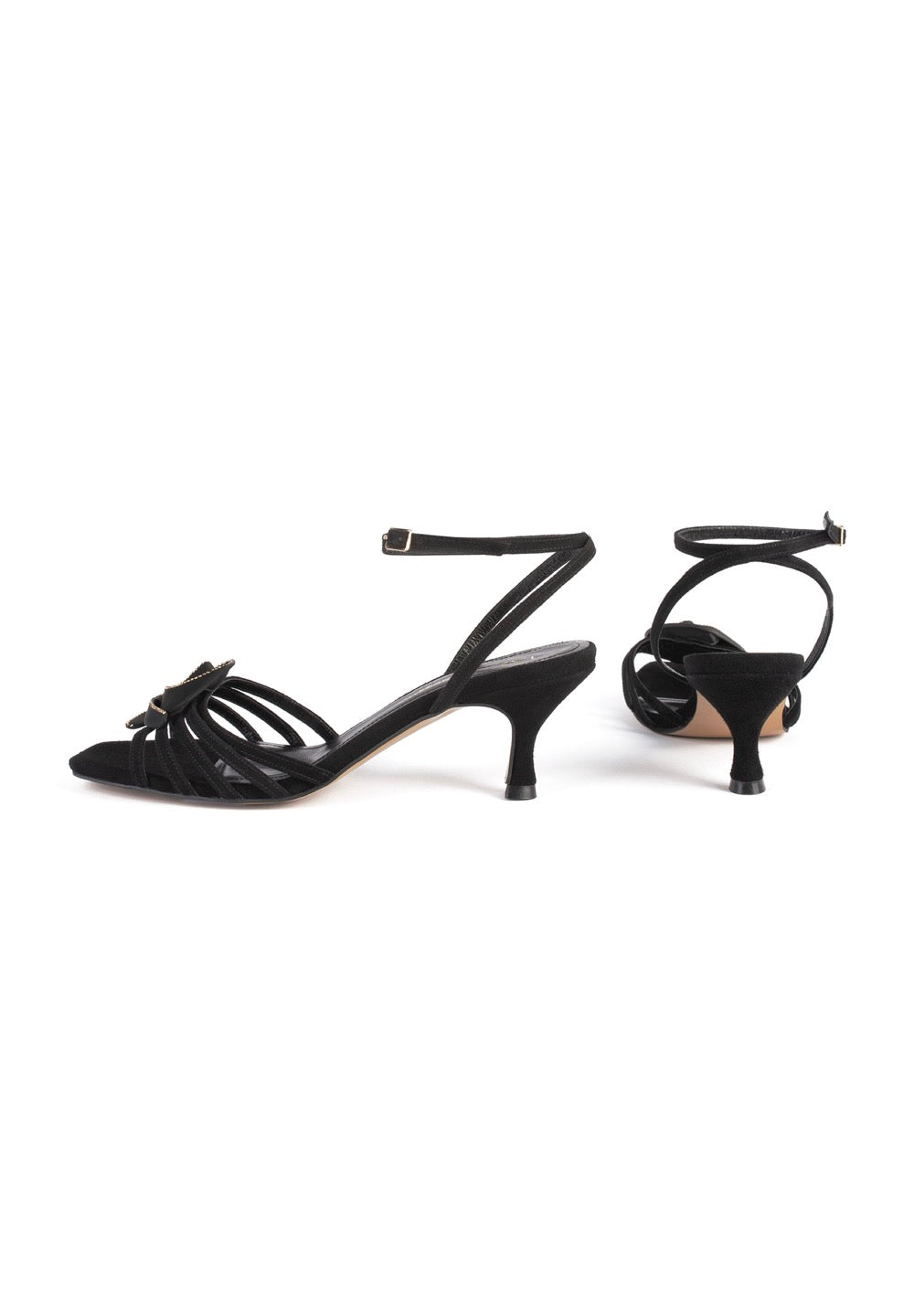Sandalias De Tacón Dark Flower - Negro