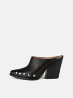 Mules de tacón con estrellas plateadas - Negro