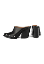 Mules de tacón con estrellas plateadas - Negro