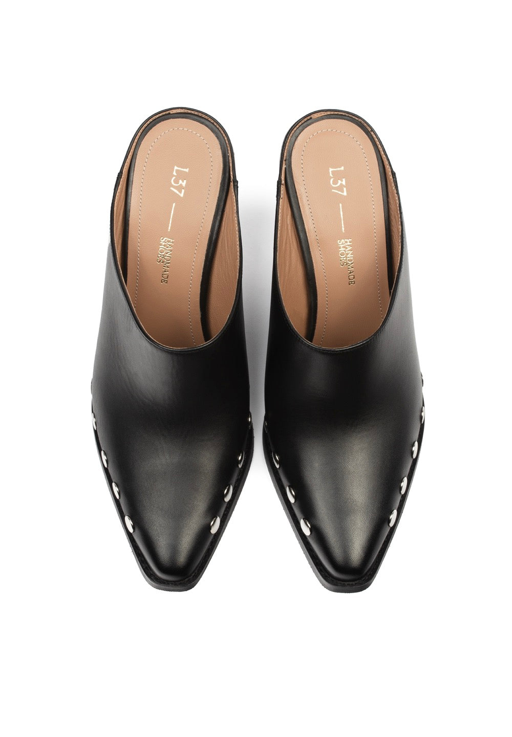 Mules de tacón con estrellas plateadas - Negro