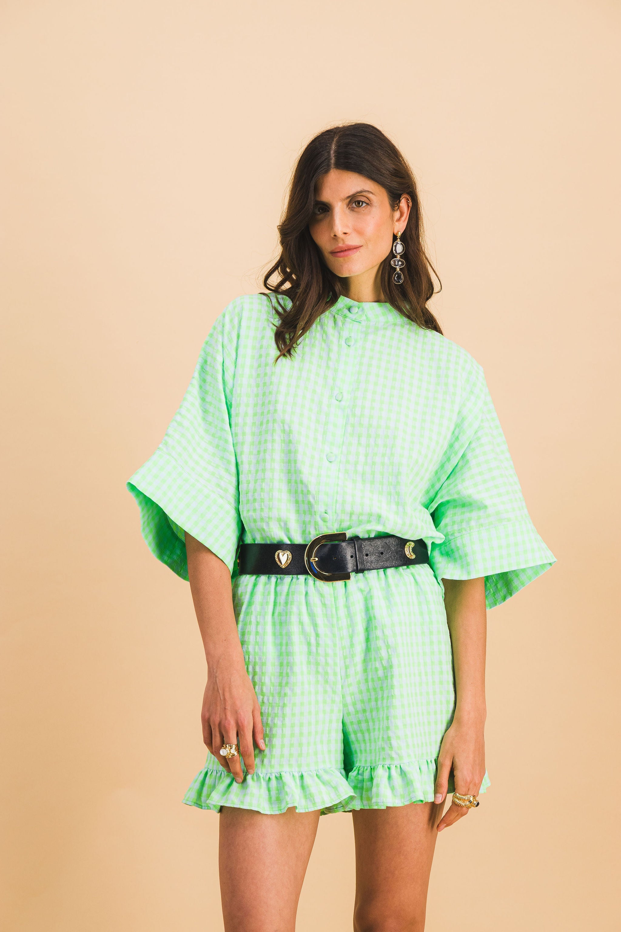 Dario Green Check Shorts