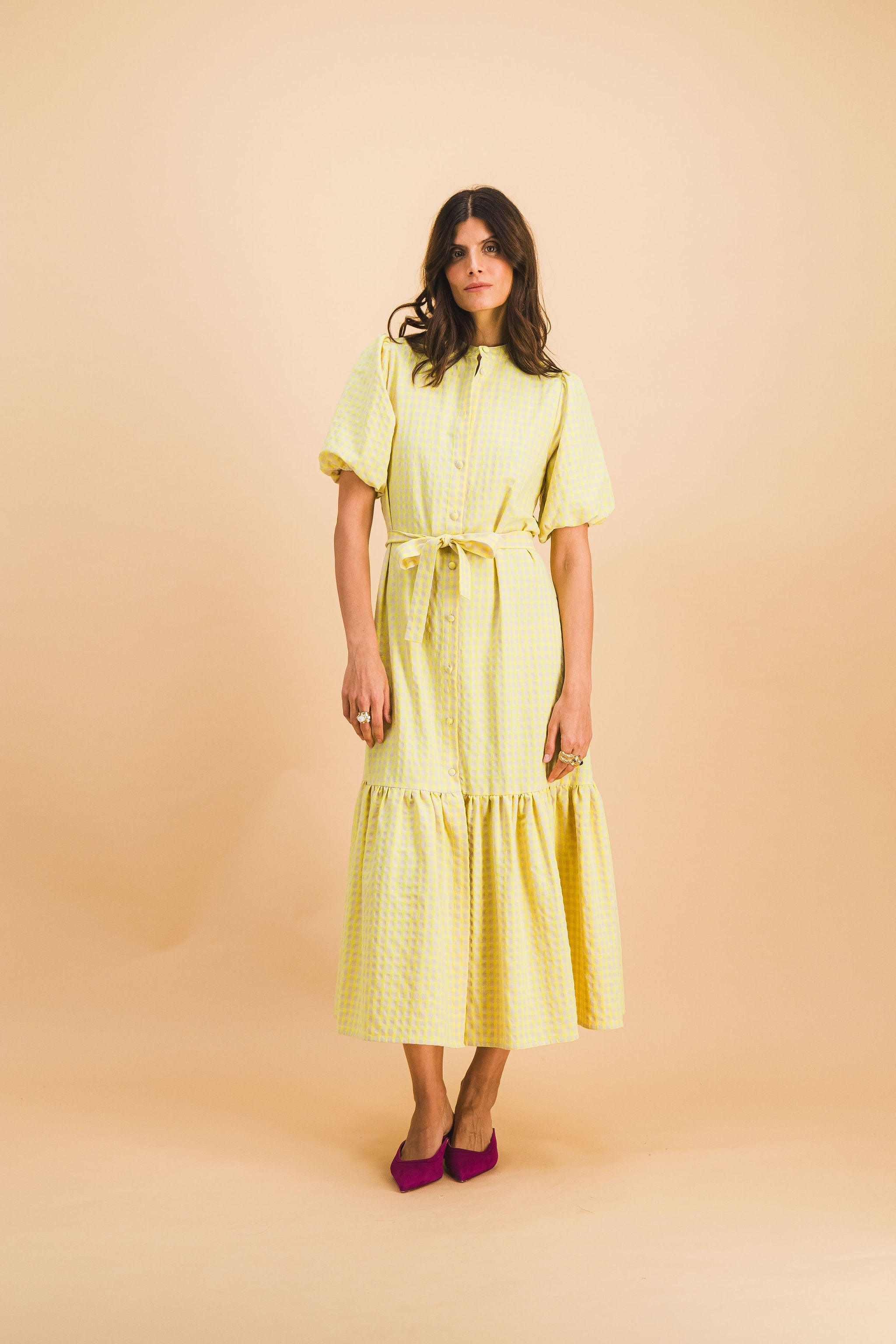 Robe Clemence Carreaux Jaune