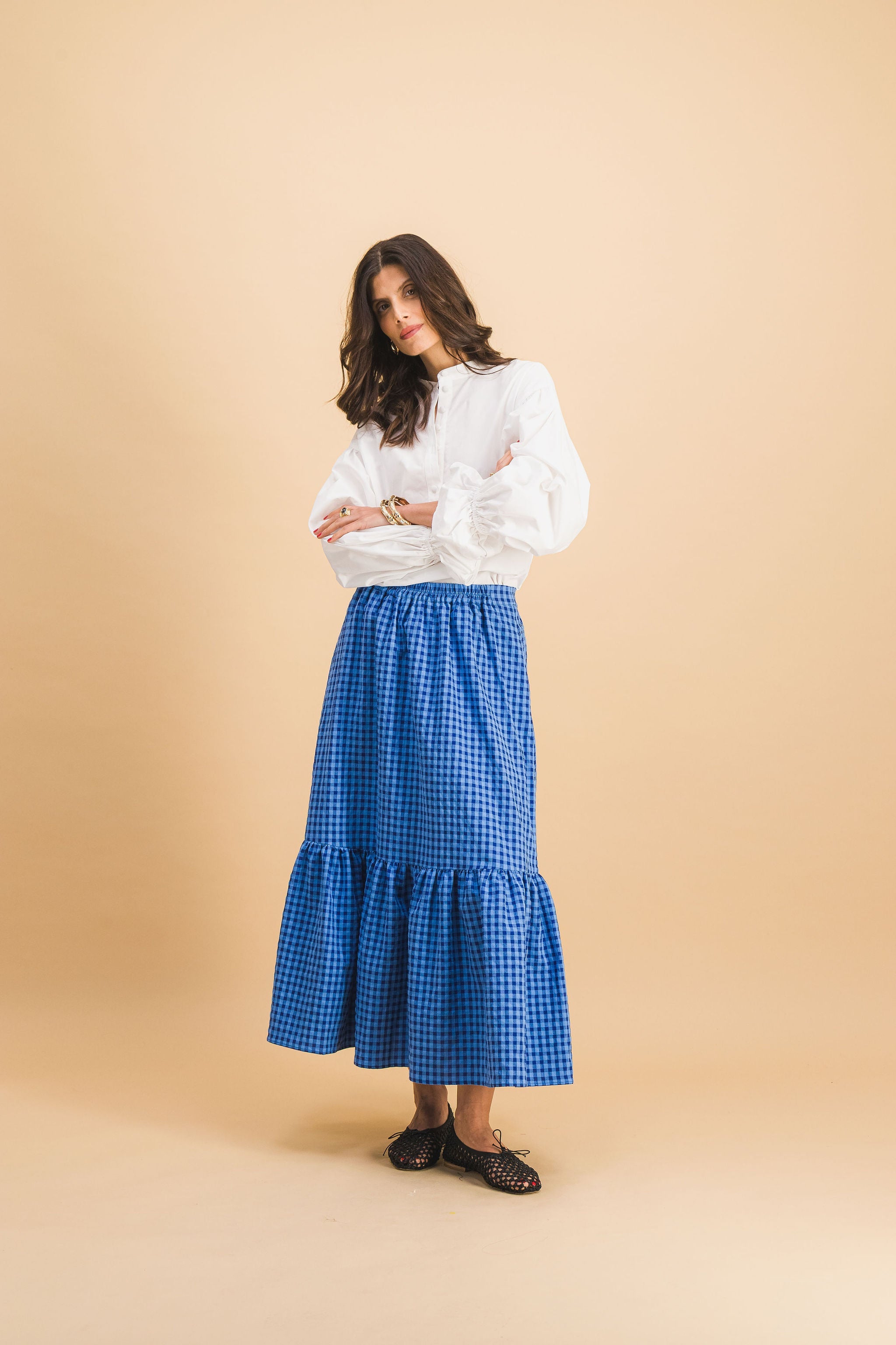 Clem Blue Check Skirt