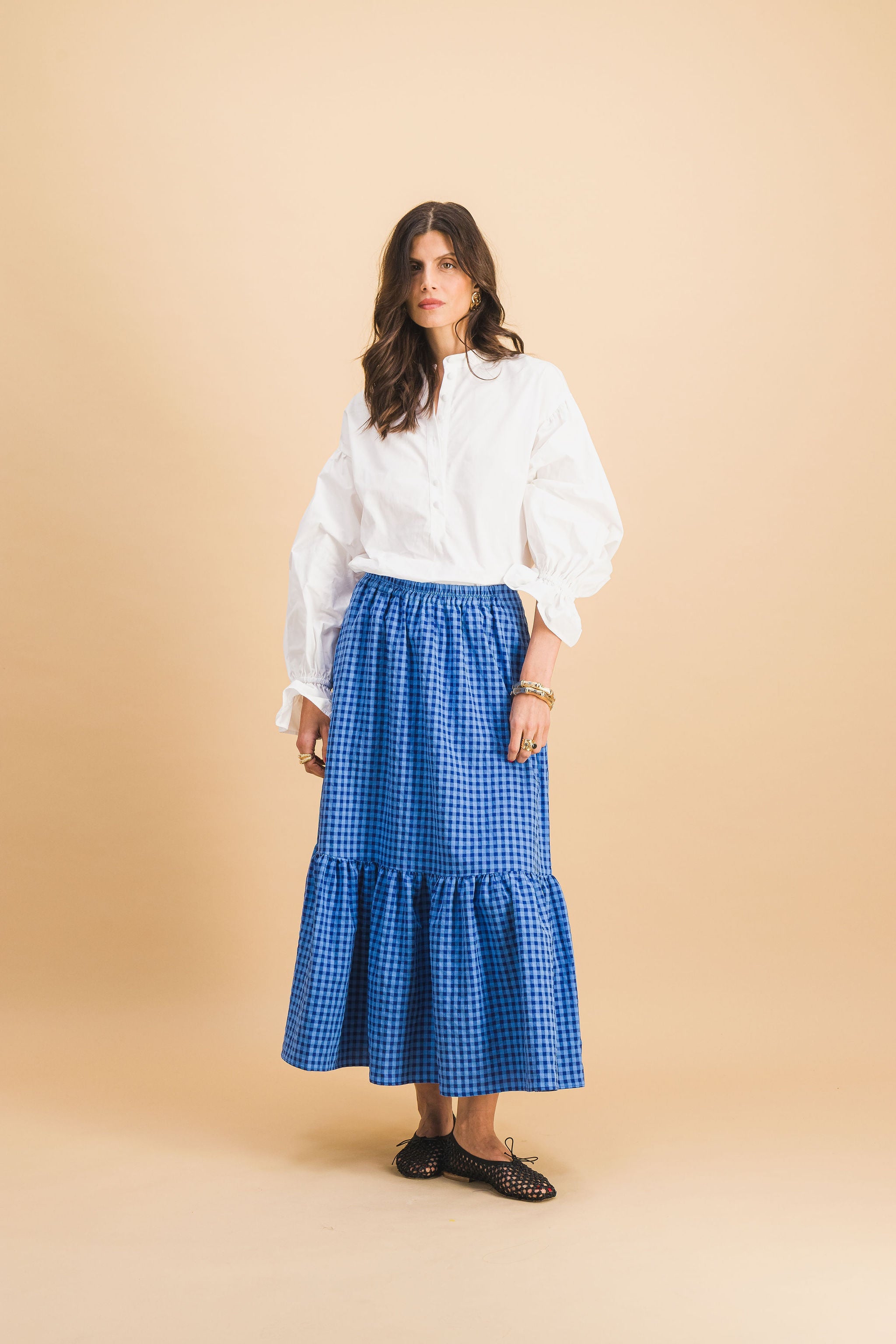Clem Blue Check Skirt