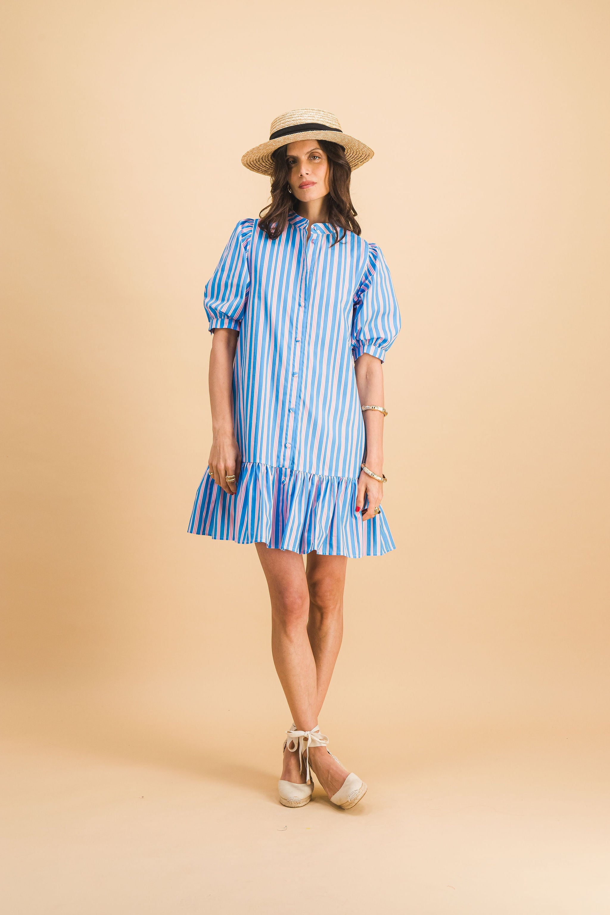 Blue And Pink Clementine Stripes Dress