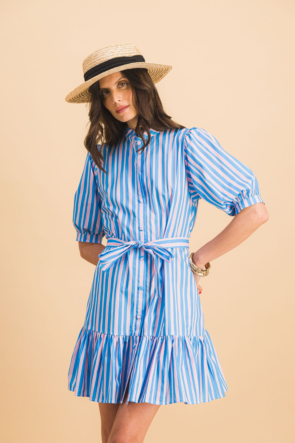 Blue And Pink Clementine Stripes Dress