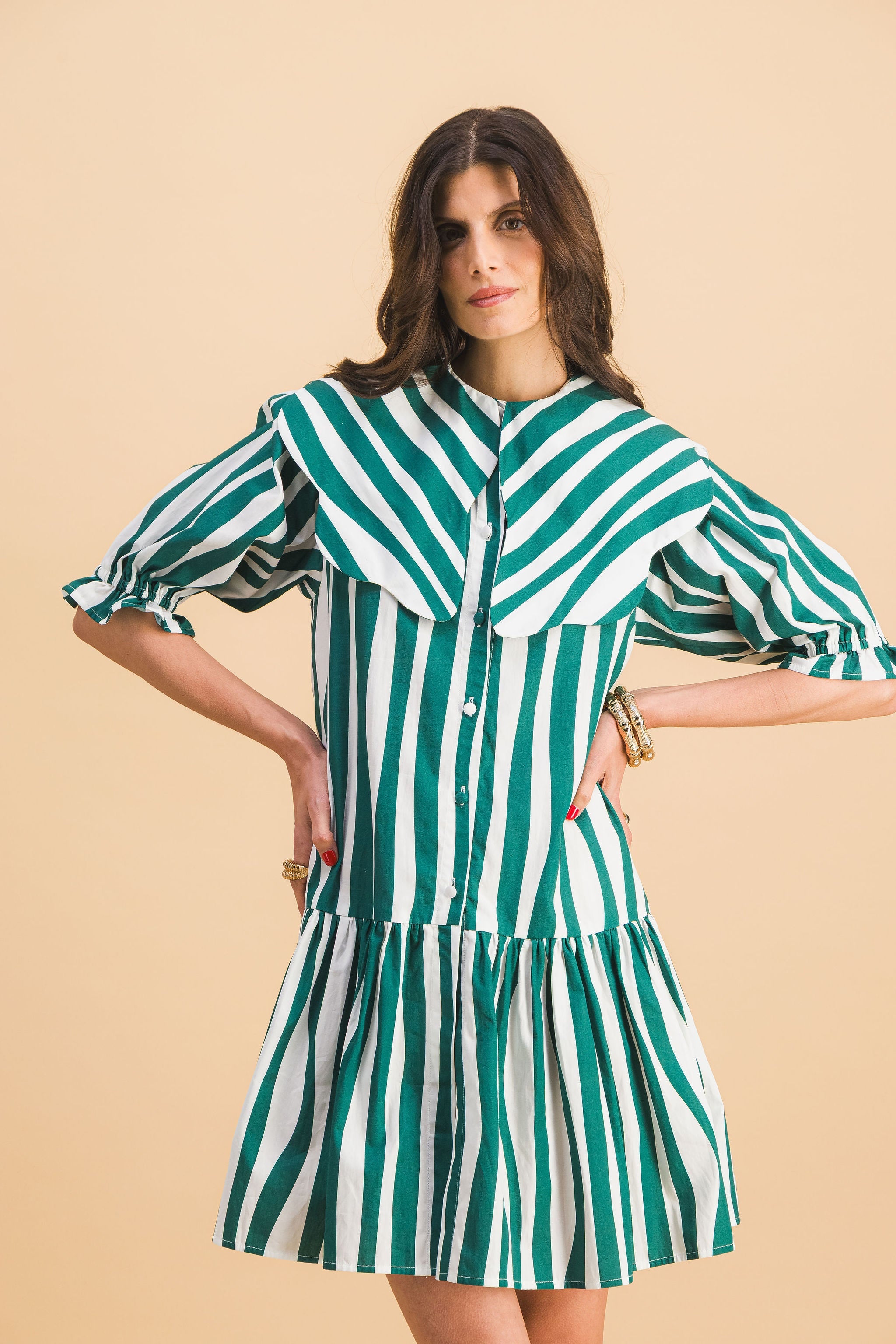 Vestido Chloebe Líneas Verdes