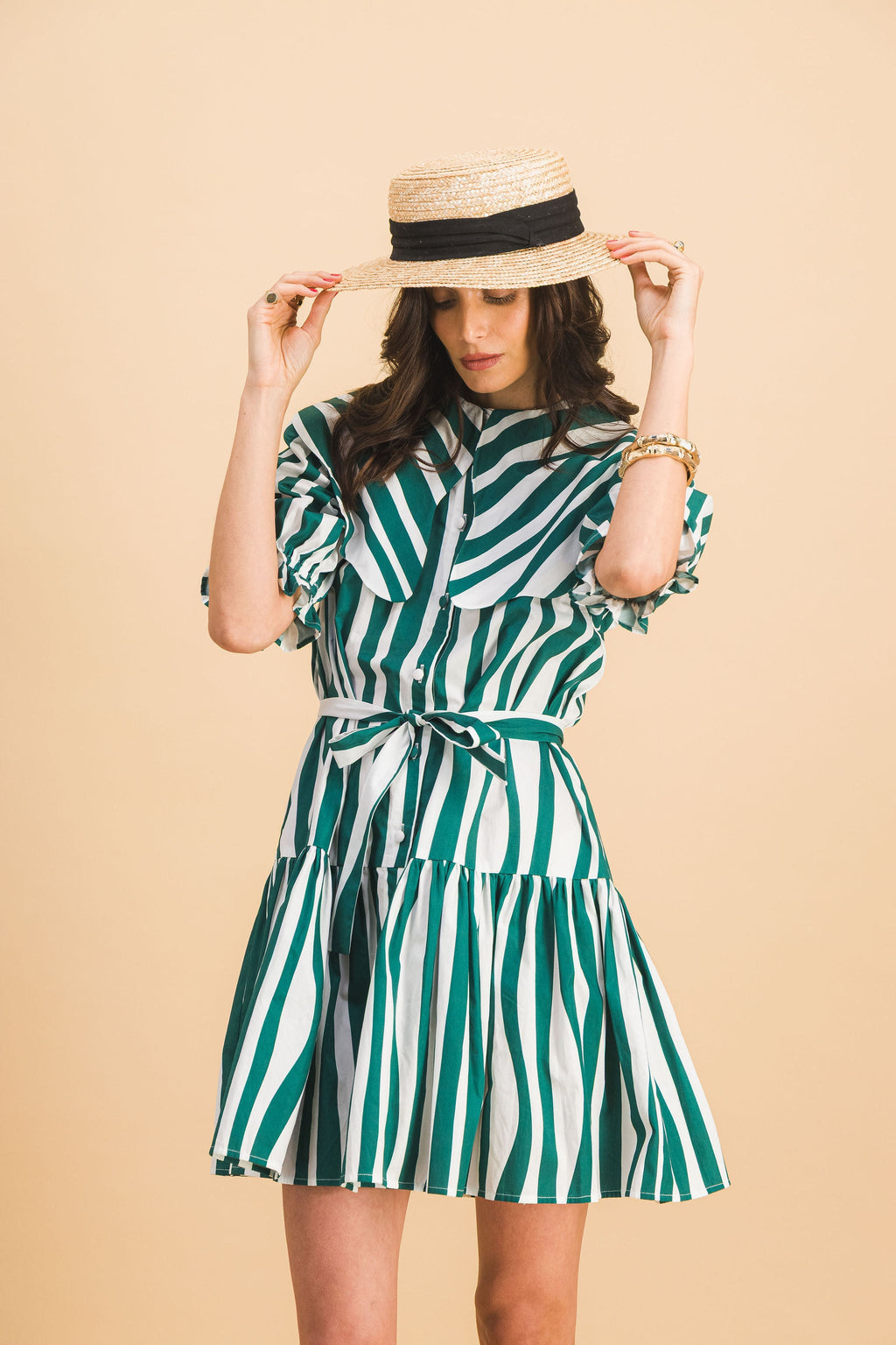 Vestido Chloebe Líneas Verdes