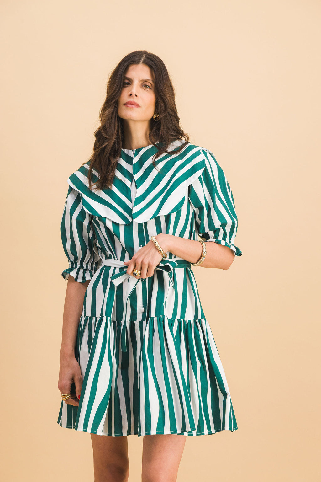 Vestido Chloebe Líneas Verdes
