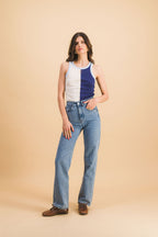 Top Abie Bicolor Azul Y Blanco