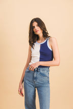 Top Abie Bicolor Azul Y Blanco
