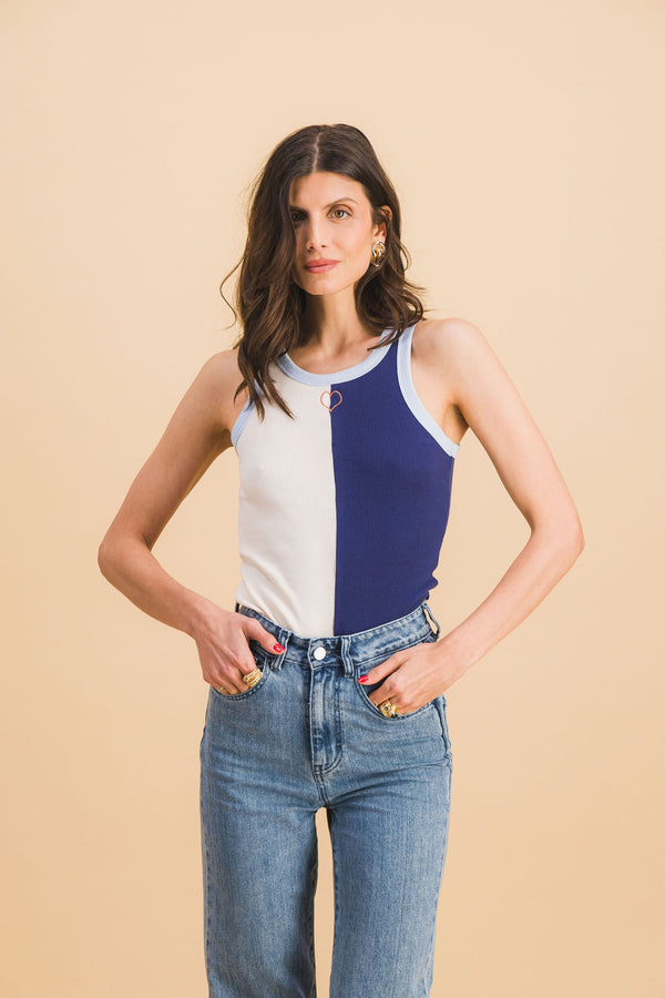 Top Abie Bi-Color Blue And White