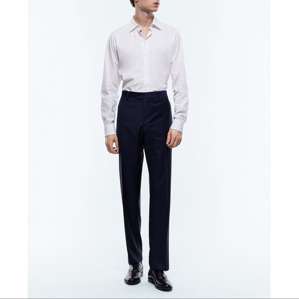 Fursac - Pantalon Costume Serge Unie Marine Super 140'S - Carbone