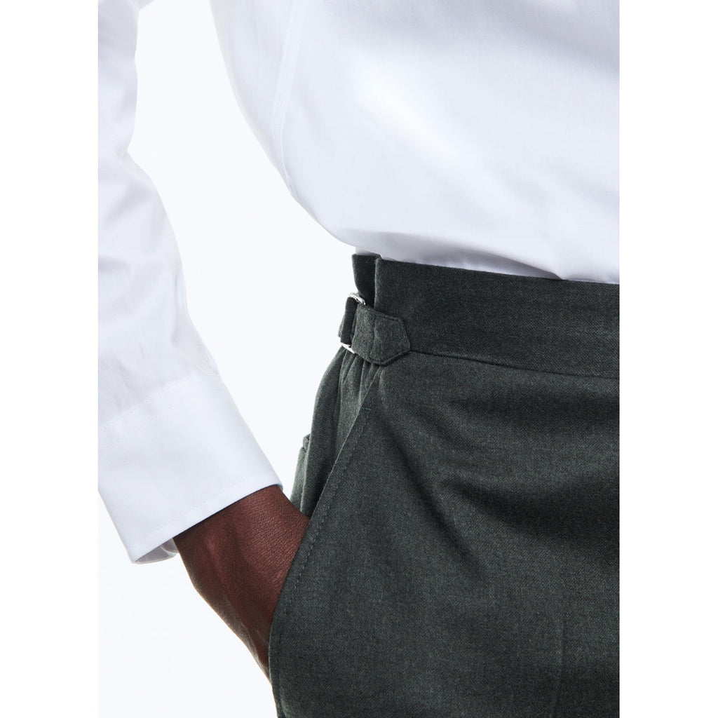 Fursac - Pantalon Ajusté En Flanelle De Laine - Vert