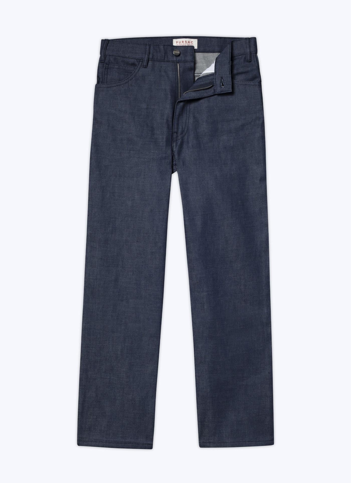 Fursac - Pantalon Flare En Toile De Coton Denim - Indigo - Homme