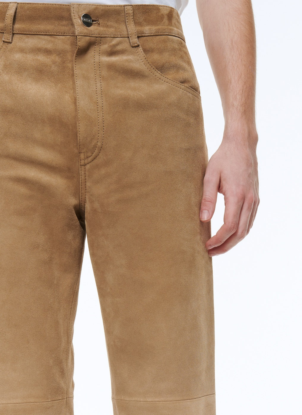 Fursac - Pantalon En Cuir Suède - Beige - Homme