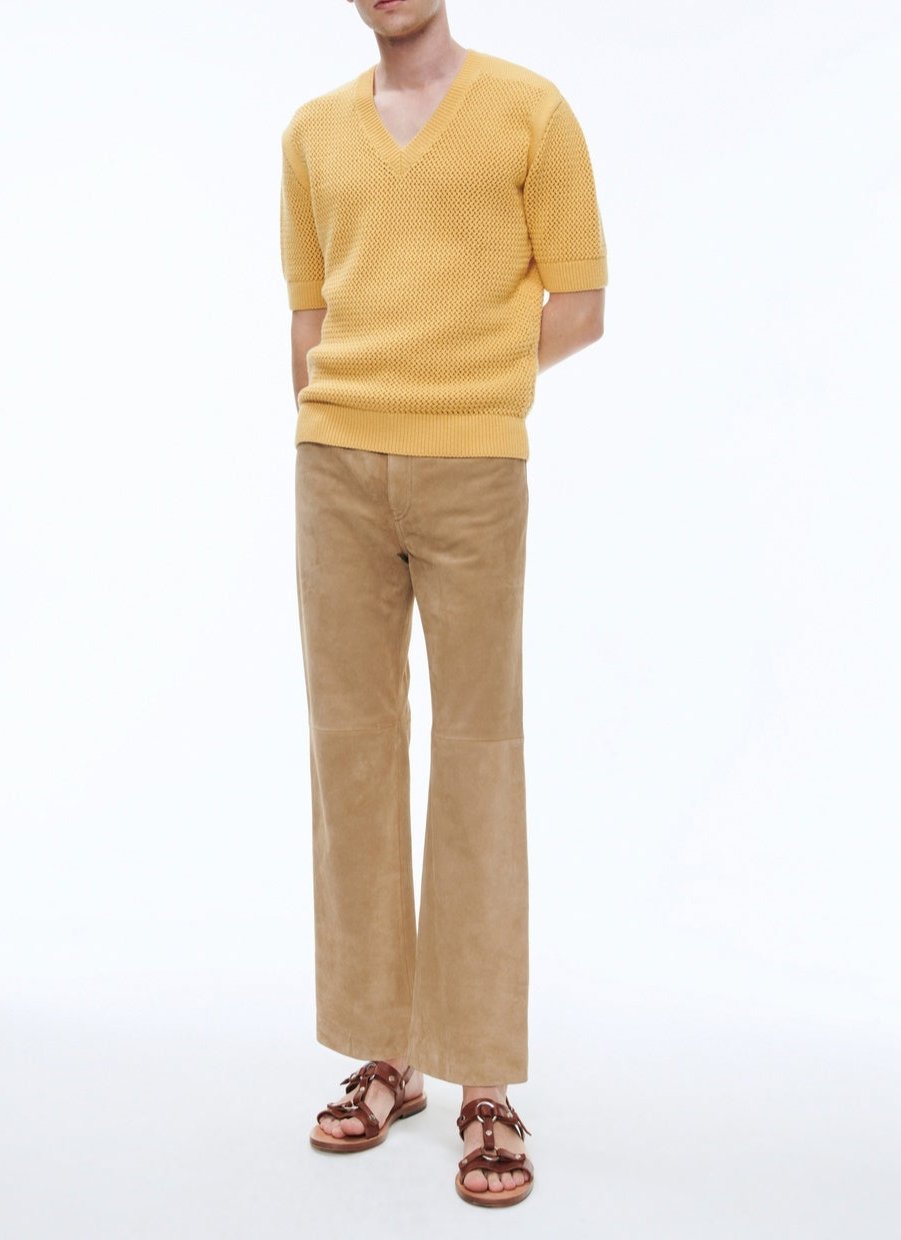Fursac - Pantalon En Cuir Suède - Beige - Homme
