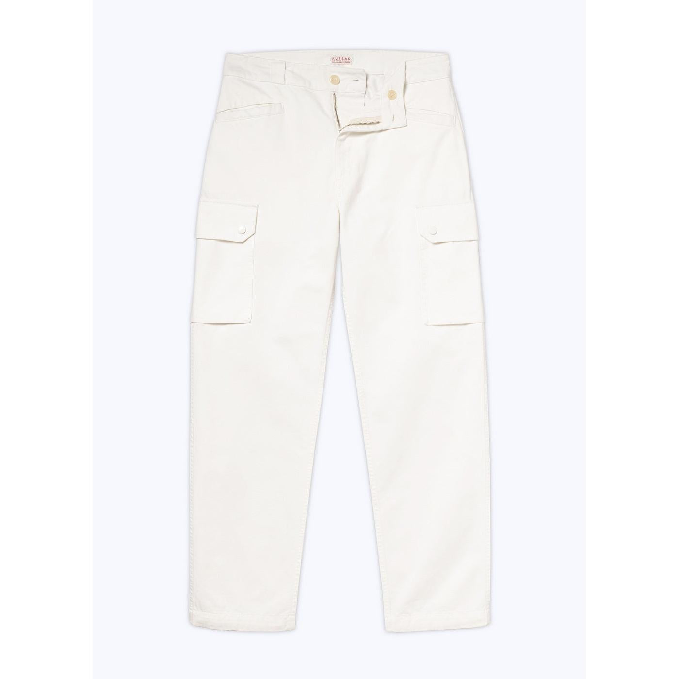 Fursac - Pantalon Cargo Multipoches En Coton - Blanc