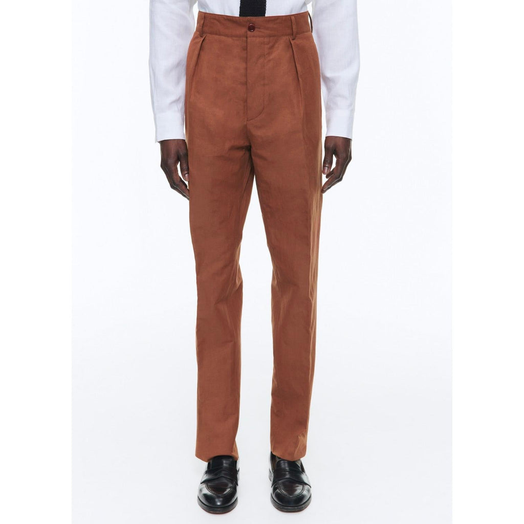 Fursac - Chino Droit En Coton Et Lin - Camel