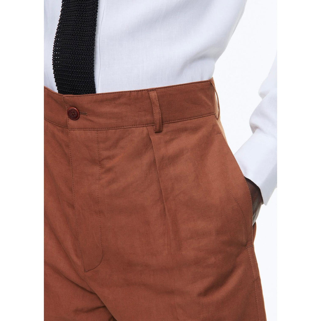 Fursac - Chino Droit En Coton Et Lin - Camel