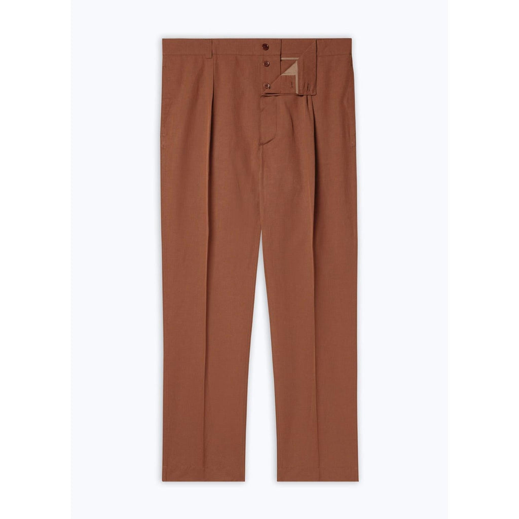 Fursac - Chino Droit En Coton Et Lin - Camel