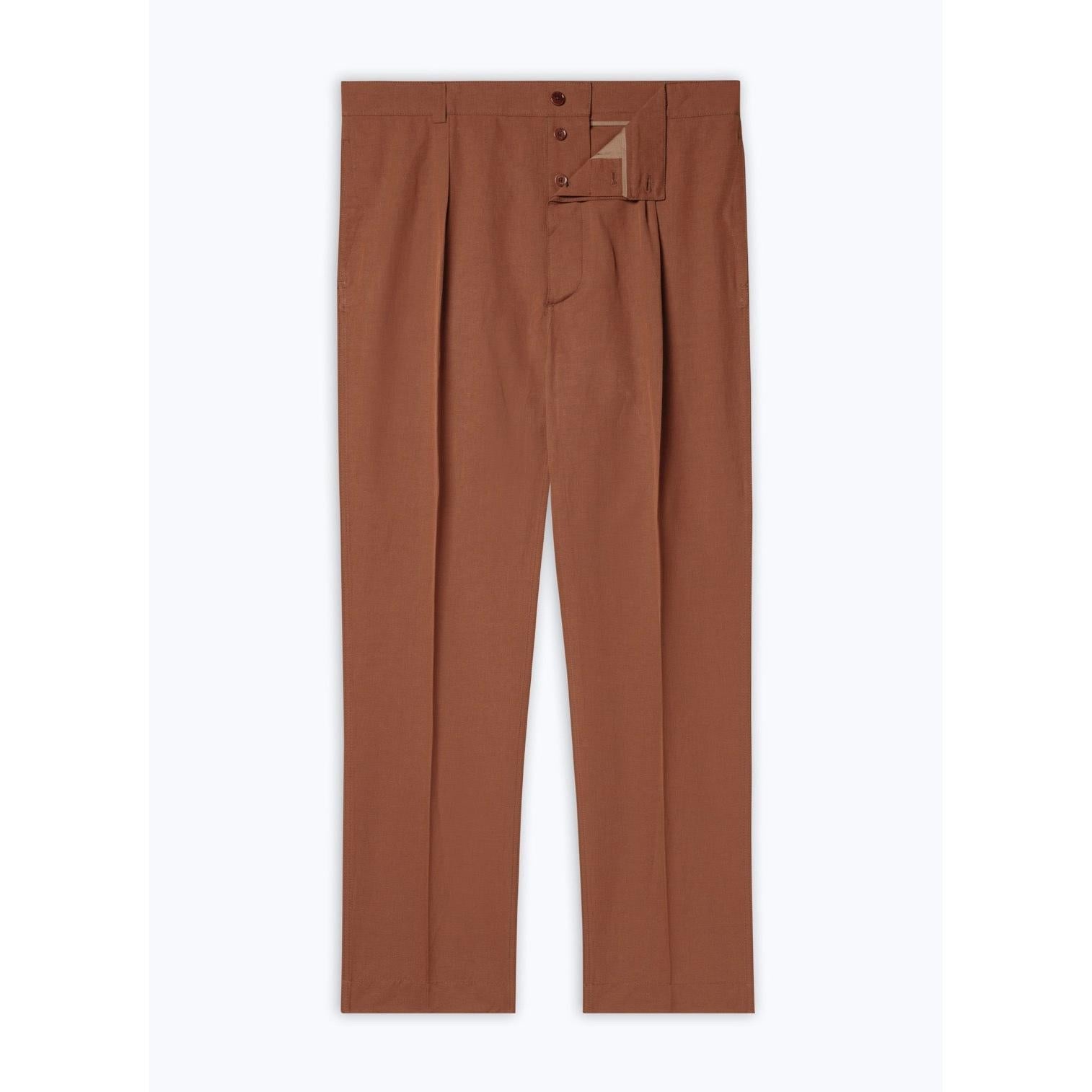 Fursac - Chino Droit En Coton Et Lin - Camel
