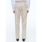Straight Cotton And Linen Chinos - Beige