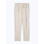 Straight Cotton And Linen Chinos - Beige