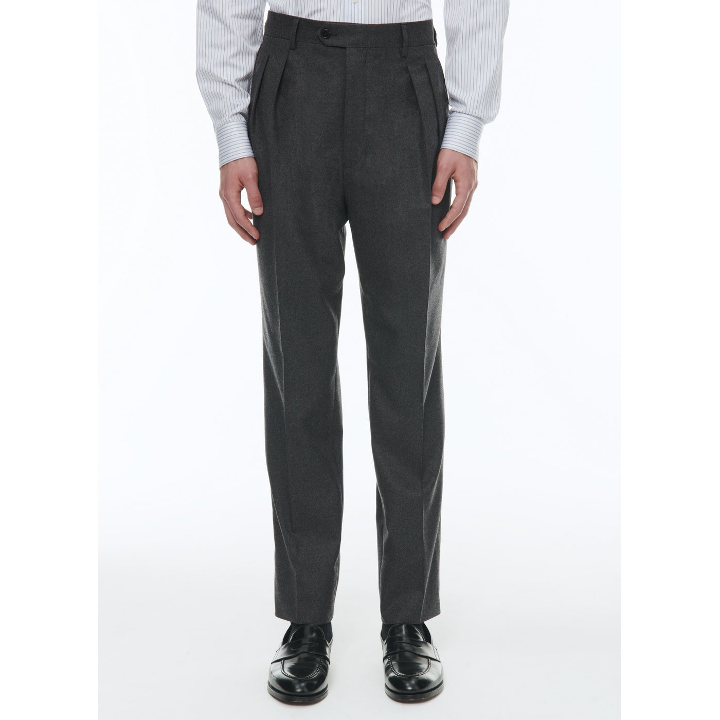 Fursac - Pantalon Droit En Flanelle De Laine - Gris