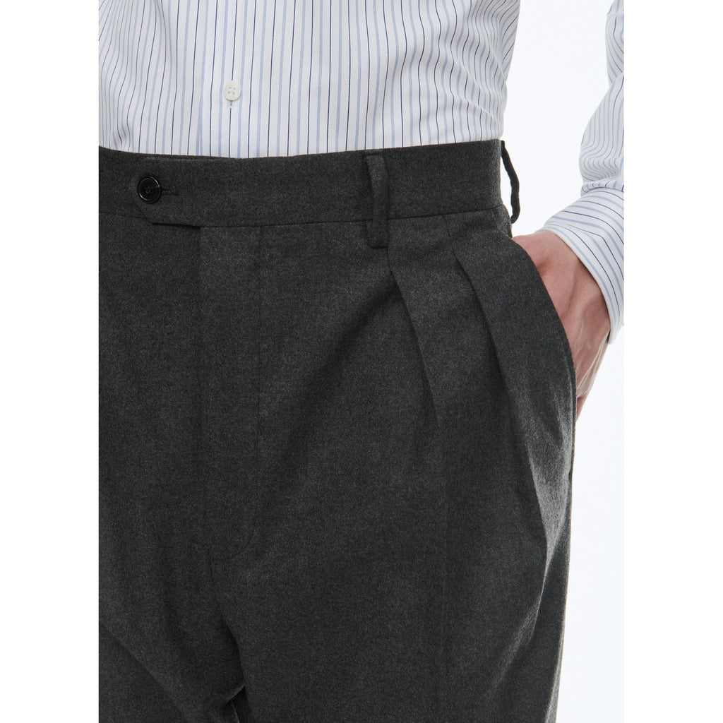 Fursac - Pantalon Droit En Flanelle De Laine - Gris