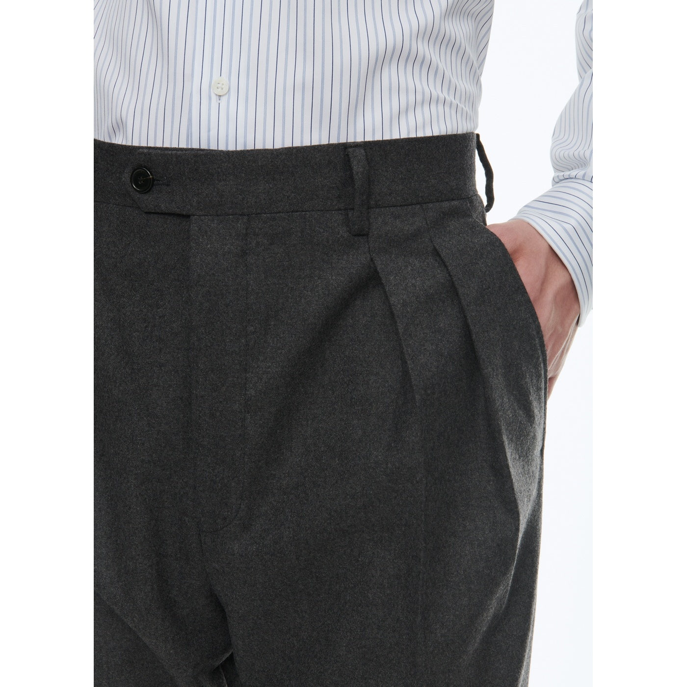 Fursac - Pantalon Droit En Flanelle De Laine - Gris