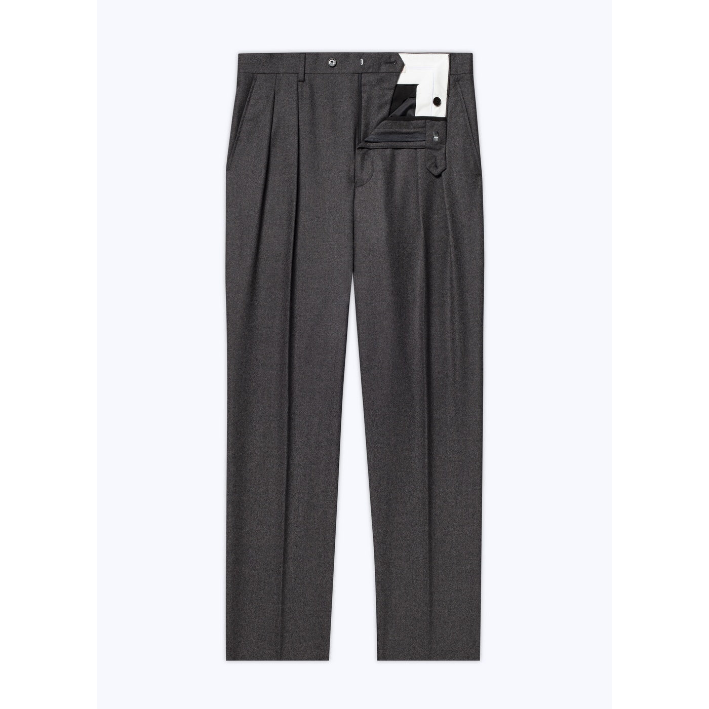 Fursac - Pantalon Droit En Flanelle De Laine - Gris