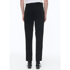 Pantalón recto de piel ante con cinco bolsillos - Negro