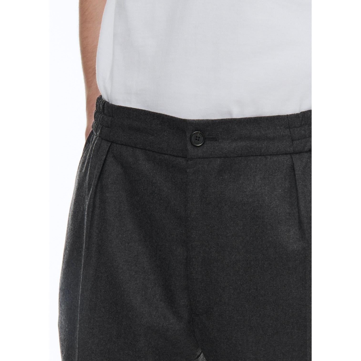 Fursac - Pantalon Élastiqué En Flanelle De Laine - Acier - Homme