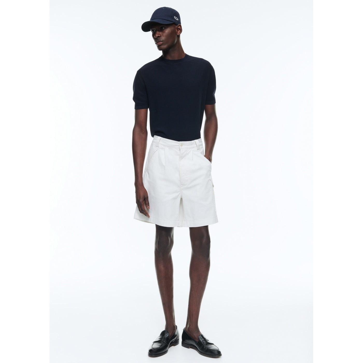 Fursac - Bermudas Plisadas De Lona De Algodón - Blanco