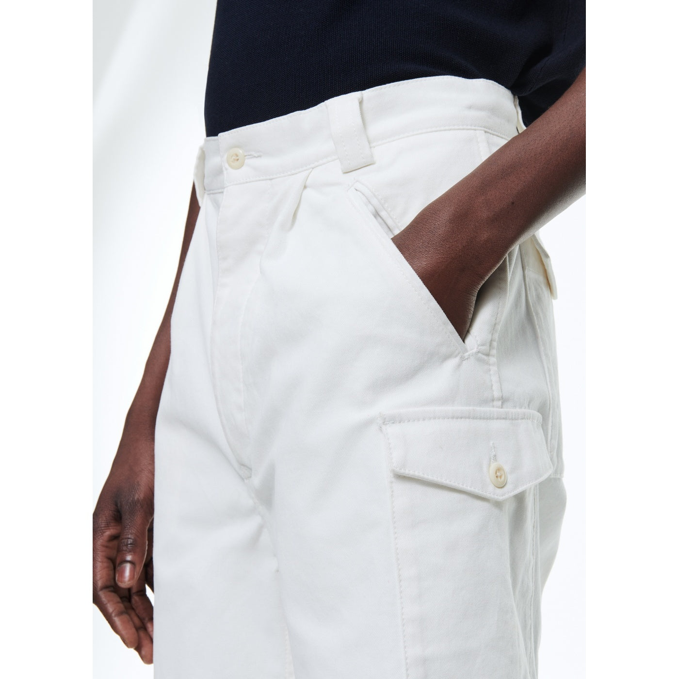 Fursac - Bermudas Plisadas De Lona De Algodón - Blanco