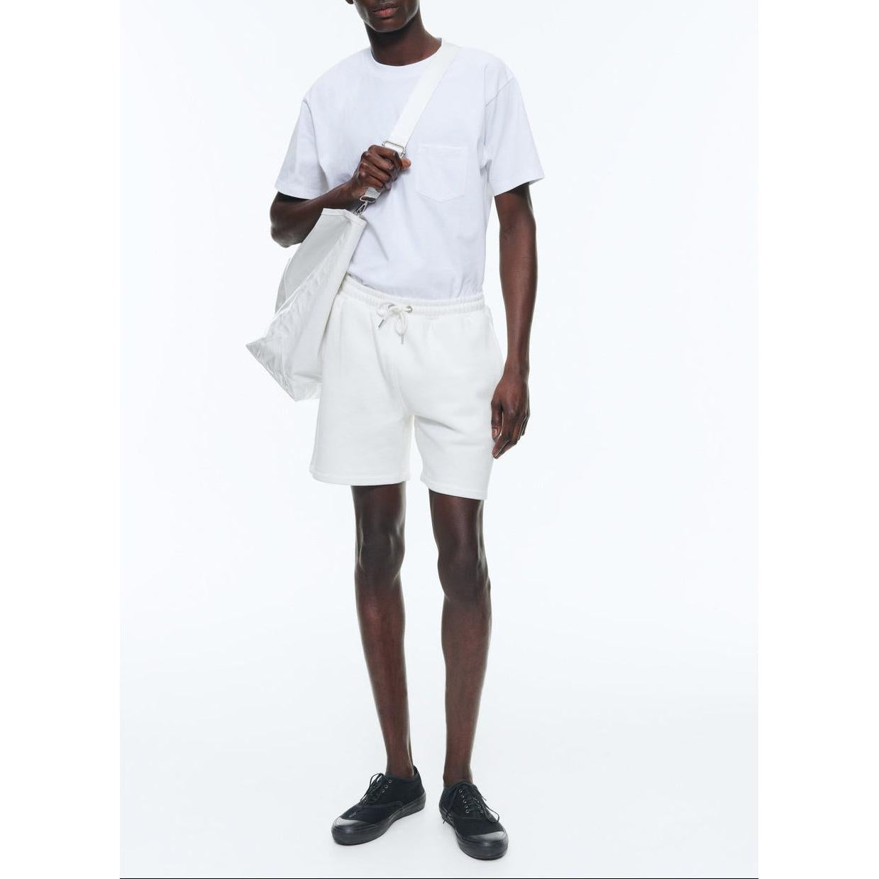 Shorts de punto de algodón - Blanco